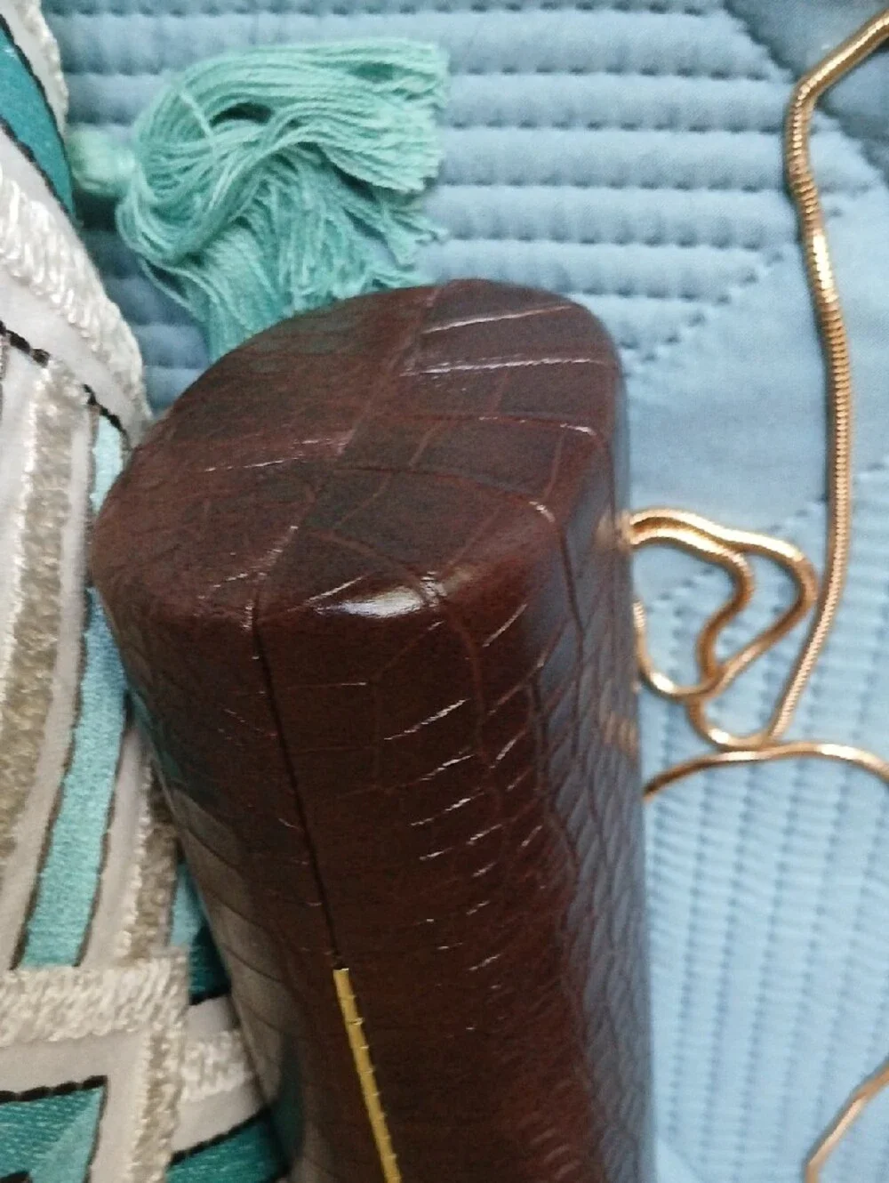 Brown Embossed Clutch!